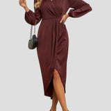 Aurosa Dress – Elegant Midi Dress with V-Neckline